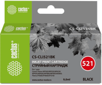 Картридж струйный Cactus CS-CLI521BK черный (9мл) для Canon Pixma MP540/MP550/MP620/MP630/MP640/MP660/MP980/MP990/iP3600/iP4600/iP4700/MX860 с чипом