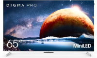 Телевизор QLED Digma Pro 65" Mini LED 65Q Google TV Frameless серебристый/серебристый 4K Ultra HD 144Hz MEMC DVB-T DVB-T2 DVB-C DVB-S DVB-S2 USB WiFi Smart TV