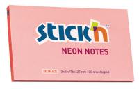 Блок самоклеящийся бумажный Stick`n 21170 76x127мм 100лист. 70г/м2 неон розовый