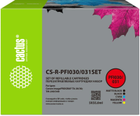 Картридж перезаправляемый струйный Cactus CS-R-PFI030/031SET черный/черный матовый/голубой/желтый/пурпурный набор 5шт.упак. для Canon imagePrograf TA-20/30/TM-240/340 без чипа