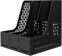 Лоток вертикальный Deli E9843 BLACK 3отд. сборный для бумаг 250x257x275мм черный пластик