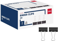 Зажимы Deli EZ61 металл 51мм черный (упак.:12шт) картонная коробка