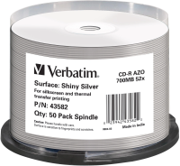 Диск CD-R Verbatim 700Mb 52x Cake Box (50шт) Printable (43582)