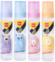 Клей жидкий Deli EA523 30мл корп.ассорти/прозрачный блистер диспенсер-кисточка