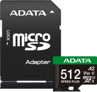 Флеш карта microSDXC 512GB A-Data UD512GUI3V30A2SP-RA1 Speed Plus V30 A2 + adapter