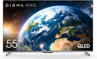 Телевизор QLED Digma Pro 55" QLED 55D Google TV Frameless черный графит/черный 4K Ultra HD 144Hz MEMC DVB-T DVB-T2 DVB-C DVB-S DVB-S2 USB WiFi Smart TV