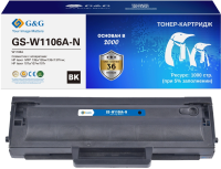 Картридж лазерный G&G GS-W1106A-N черный (1000стр.) для HP Laser 107a/107r/107w/135a/135r/135w/137fnw