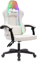 Кресло игровое Knight Wolf RGB белый экокожа/сетка с подголов. крестов. пластик