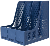 Лоток вертикальный Deli E9843 BLUE 3отд. сборный для бумаг 250x257x275мм синий пластик