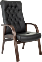Кресло Бюрократ T-9928WALNUT-CF черный кожа на ножках дерево