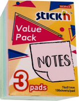 Блок самоклеящийся бумажный Stick`n 27089 76x51мм 300лист. 70г/м2 пастель ассорти
