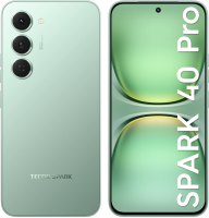 Смартфон Tecno Spark 40 Pro 128Gb 8Gb зеленый моноблок 3G 4G 2Sim 6.78" 1224x2720 Android 15 50Mpix 802.11 a/b/g/n/ac/ax NFC GPS GSM900/1800 Protect FM