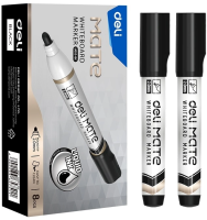 Маркер для досок Deli EU052-BK Mate пулевидный пиш. наконечник 2мм 1цв. черный коробка