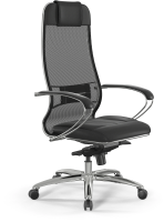 Кресло Метта Samurai SL-1 черный сиденье черный сетка с подголов. крестов. металл хром