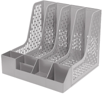 Лоток вертикальный Deli E9849 GREY 4отд. сборный для бумаг 325x320x275мм серый пластик пластиковый пакет