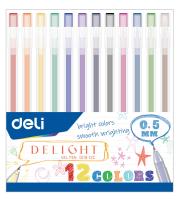 Набор ручек гелев. Deli Delight EG119-12C ассор. черн. (12шт)
