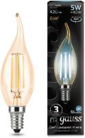 Лампа филам. Gauss Filament 5Вт цок.:E14 свеча 220B св.свеч.бел.нейт. (упак.:1шт) (104801805)