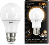 Лампа светодиодная Gauss A60 10Вт цок.:E27 шар 220B св.свеч.бел.теп. A60 (упак.:10шт) (102502110)