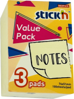 Блок самоклеящийся бумажный Stick`n 27088 76x51мм 300лист. 70г/м2 пастель желтый