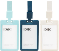 Бейдж Deli EF407 105х62мм вертикальный зажим пластиковый ассорти шнур