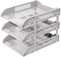 Лоток горизонтальный Deli E9213 GREY сборный для бумаг 325x241x155мм серый пластик (упак.:3шт) пластиковый пакет