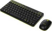 Клавиатура + мышь Logitech MK240 клав:черный/желтый мышь:черный/желтый USB беспроводная slim Multimedia (920-008198)
