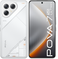 Смартфон Tecno Pova 7 Ultra 5G 256Gb 8Gb белый моноблок 3G 4G 2Sim 6.67" 1260x2800 Android 15 108Mpix 802.11 a/b/g/n/ac/ax NFC GPS GSM900/1800 Protect