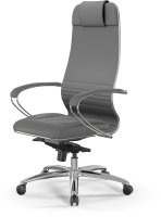 Кресло Метта Samurai KL-1 серый сиденье серый экокожа с подголов. крестов. алюминий хром