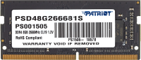 Память DDR4 8Gb 2666MHz Patriot PSD48G266681S Signature RTL PC4-21300 CL19 SO-DIMM 260-pin 1.2В single rank Ret