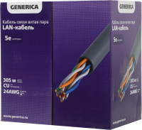 Кабель информационный ITK Generica BC1-C5E04-128-305-G кат.5E UTP 4 пары 24AWG LSZH внутренний 305м белый