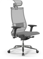 Кресло Метта Samurai S-3 белый сиденье белый сетка с подголов. крестов. металл хром