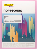 Папка-портфолио с 40 прозр.вклад. Silwerhof Create SCR-P40PIN A4 пластик 0.7мм карм.на лиц.стор. розовый