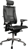 Кресло руководителя эргономичное Метта Yoga Spine Triumph L2 (M06) черный сиденье черный сет./экокожа с подголов. крестов.5-луч. металл хром