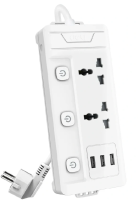 Сетевой фильтр Deli ET409 2м (2 розетки) белый (пакет ПЭ)