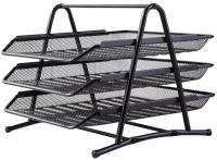 Лоток горизонтальный Deli E9181 для бумаг 350х278х275мм черный металл сетка