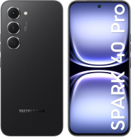 Смартфон Tecno Spark 40 Pro 256Gb 8Gb черный моноблок 3G 4G 2Sim 6.78" 1224x2720 Android 15 50Mpix 802.11 a/b/g/n/ac/ax NFC GPS GSM900/1800 Protect FM