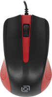 Мышь Оклик 225M черный/красный оптическая 1200dpi USB для ноутбука 3but (288237)