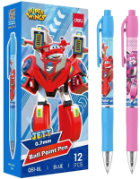 Ручка шариков. автоматическая Deli Super Wings (EQ61-BL) ассорти d=0.7мм син. черн. 1стерж. пулевидный пиш. наконечник кругл. резин. манжета чернила пониженной вязкости