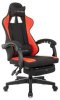 Кресло игровое Zombie Weaver черный/красный ткань/эко.кожа с подголов. крестов. пластик подст.для ног пластик черный