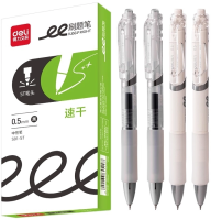 Ручка гелев. автоматическая Deli S01-ST ассорти d=0.5мм черн. черн. карт.уп. резин. манжета