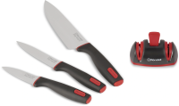 Набор ножей кухон. Rondell Urban RD-1011 компл.:4предм. с ножеточкой черный/красный блистер