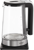 Чайник электрический Vitek VT-WK1073 2.2л. 1800Вт черный/серебристый корпус: стекло