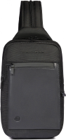 Рюкзак слинг мужской Piquadro Orion CA6625S136/N черный ткань/натур.кожа