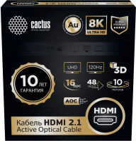 Кабель аудио-видео Cactus CS-HDMI-AOC-2.1-10 HDMI (m)/HDMI (m) 10м. позолоч.конт. черный