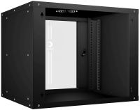 Шкаф коммутационный Cabeus (WSC-05D-9U55/45-BK) настенный 9U 550x450мм пер.дв.стекл 30кг черный 340мм 14кг 220град. 450мм IP20 сталь