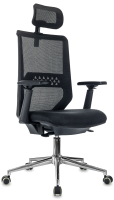 Кресло эргономичное Бюрократ MC-612N-H черный TW SQU BL сетка/ткань с подголов. крестов. металл хром