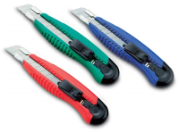 Нож канцелярский Kw-Trio 03713 шир.лез.18мм усиленный 2 сменных лезвия металл ассорти блистер