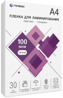 Пленка для ламинирования Heleos 100мкм A4 (30шт) глянцевая 216x303мм LPA4-100-30