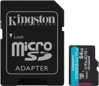 Флеш карта microSDXC 64GB Kingston SDCG4/64GB Canvas Go! Plus V10 A2 + adapter