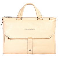 Деловая сумка женская Piquadro Than CA6698S135/BE с отделением для ноутбука 14" бежевая натур.кожа